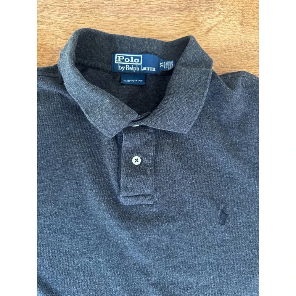 Polo Ralph Lauren Mens XL Custom Fit Short Sleeve Polo‎ Shirt Charcoal Gray Pony